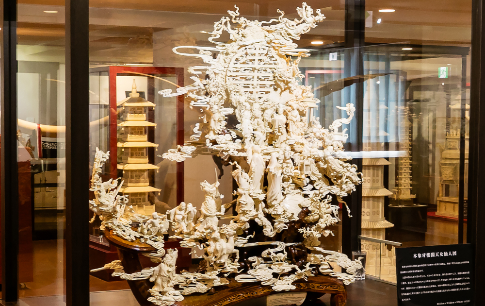 本象牙楼閣天女仙人図